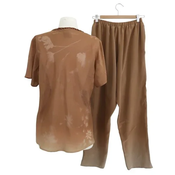 URU Ombre silk top & pants 2 pc set sz 1 S 2 M
